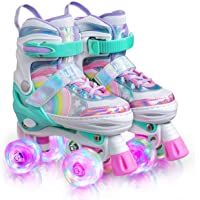 Sulifeel Rainbow Unicorn Ruedas Patines Roller con Luces Ajustables para Niñas y Niños